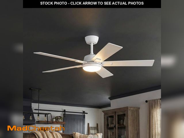 Lot 74-14113483 - Hampton Bay Verano 52 in. Matte White Downrod Standard Ceiling Fan with 5-Blades, White Adjustable L...