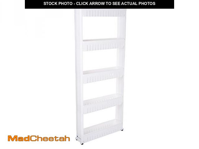 Lot 74-12137255 - Slim Rolling Storage Cart - 5-Tier Utility Cart with Wheels for Bathroom, Kitchen, and Laundry Room ...