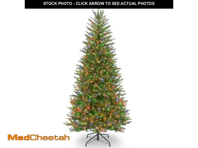 Lot 74-13099424 - National Tree Company 6.5 ft. Dunhill Fir Slim Artificial Christmas Tree with Multicolor Lights - UN...