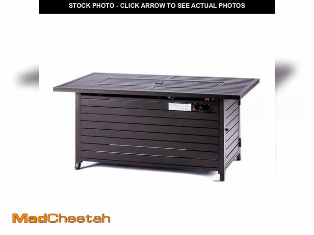 Lot 74-13037361 - BANSA ROSE 57 in. 50000 BTU Gas Metal Propane Rectangular Fire Pit Table with Lid for Garden Courtya...