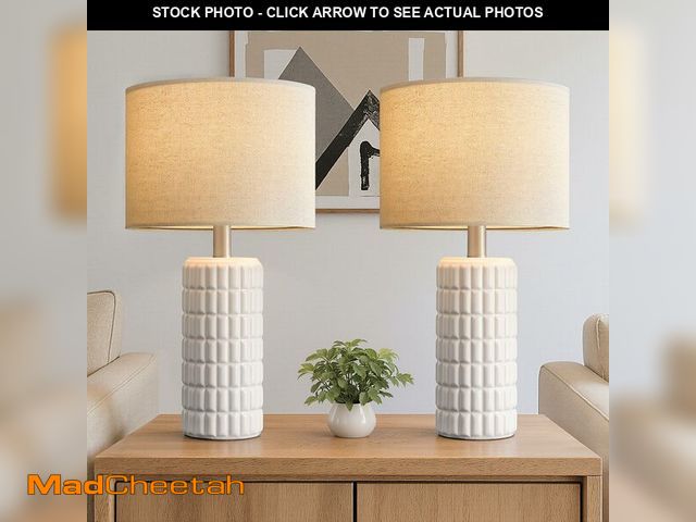 Lot 74-14213291 - Seealle 23" Modern Ceramic Table Lamps Set of 2 - Table Lamps for Living Room, Farmhouse Bedside Nig...
