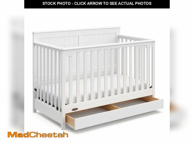 Lot 74-12694864 - Graco Hadley 5-in-1 Convertible Crib with Drawer (White) Ã¢â¬â GREENGUARD Gold Certified, Crib wi...