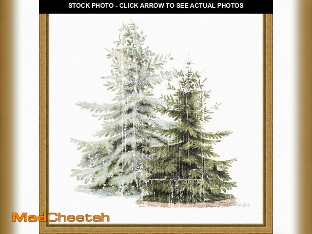Lot 74-12759818 - Amanti Art Framed Canvas Wall Art 16x16 Vintage Wooded Holiday Trees in Snow by Katie Pertiet, Frame...