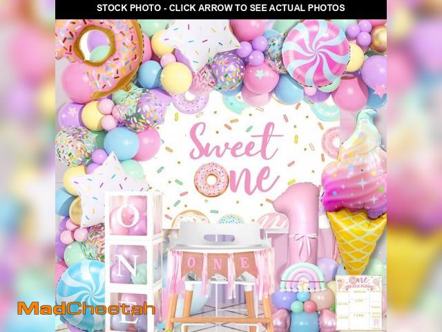 Lot 74-12386843 - Daidle 1st Birthday Decorations for Girl, 128pcs Sweet One Birthday Party Decorations, Balloon Boxes...