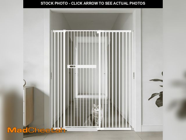 Lot 74-13745484 - Fairy Baby 61-inch Extra Tall Cat Gate, 30-63" Pressure Mounted, 1.37-inch Narrow Spacing, White All...