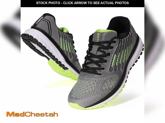 Lot 74-14210122 - Joomra Whitin Mens Tennis Shoes Arch Support Trail Running Sneakers Grey Green Size 9.5 Lace Cushion...