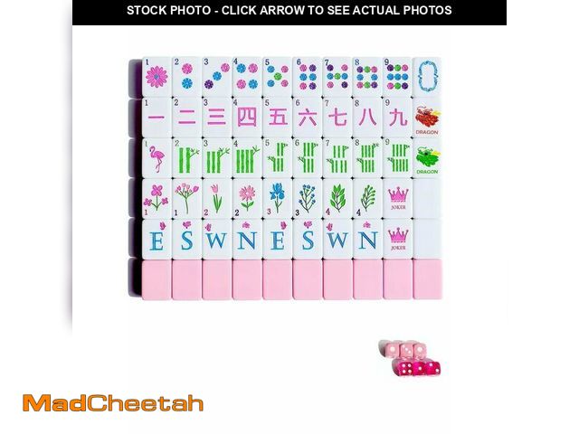 Lot 74-14209781 - HYZYey 160 Acrylic Engraved Mahjong Tile Set American Mah Jongg Game Tiles with PU Bag 6 Dice Access...