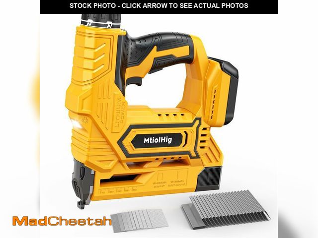 Lot 74-14265967 - Cordless Brad Nailer Compatible with Dewalt Battery, 5/8 to 1-1/4 Inch 18 Gauge 2-in-1 Nail Gun with...