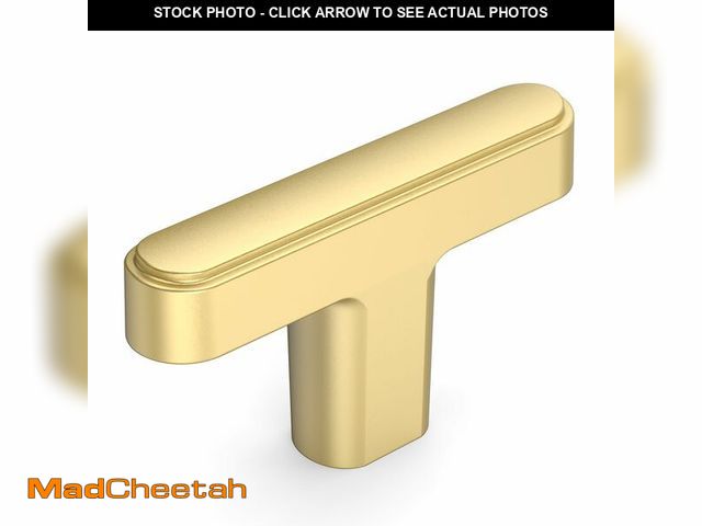 Lot 74-12709086 - Amerdeco 10 Pack Brushed Gold Cabinet Handles 1.46 Inch(37mm) Single Hole Rectangle Dresser Knobs an...