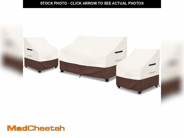 Lot 74-14431273 - Rileytee Patio Furniture Set Covers Waterproof 3Pcs,Beige&amp;Brown,Small - USED