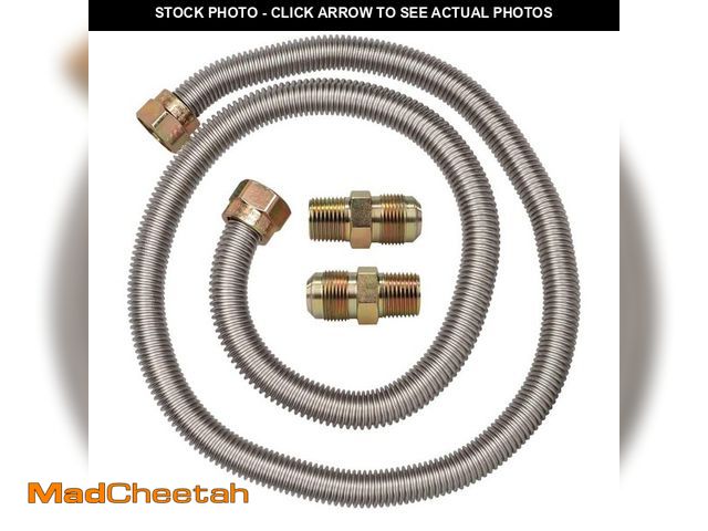 Lot 74-12894094 - Cambridge 5/8 in. OD x 1/2 in. MIP x 1/2 in. MIP x 48 in. Stainless Steel Standard Gas Connector (10...