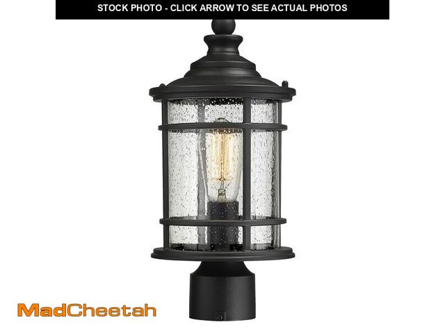 Lot 74-14208272 - Emliviar Outdoor Post Light Fixtures, 15 Inch Farmhouse Modern Lamp Post Lighting for Outside, Black...
