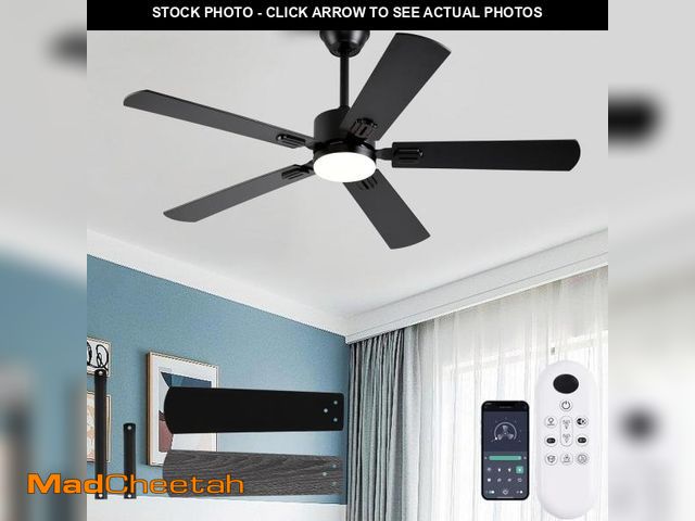 Lot 74-12326515 - *SEE DETAILS* FUMLTP 56 inch Black Ceiling Fans with Lights and Remote/App Control, DC Reversible Mo...