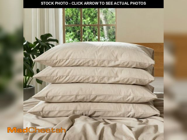 Lot 74-14429525 - MOOMEE Pillowcase Set of 4 100% Washed Cotton Linen-Like King - USED