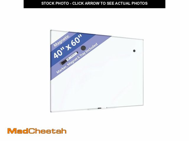 Lot 74-12571714 - (MISSING CLIP ON TRAY) U Brands Magnetic Dry Erase Board, 60"x40", Slim Aluminum Frame, Includes Dry...