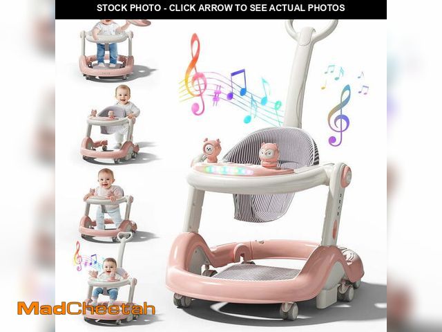 Lot 74-13043023 - WonderStone 5 in 1 Baby Walker, Foldable Push Walker with Wheels, Music &amp; Light, Baby Bouncer, B...