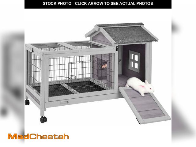 Lot 74-12764743 - Aivituvin Rabbit Hutch Bunny Cage Small Animals House Cage with Wheels &amp; Tray - UNUSED