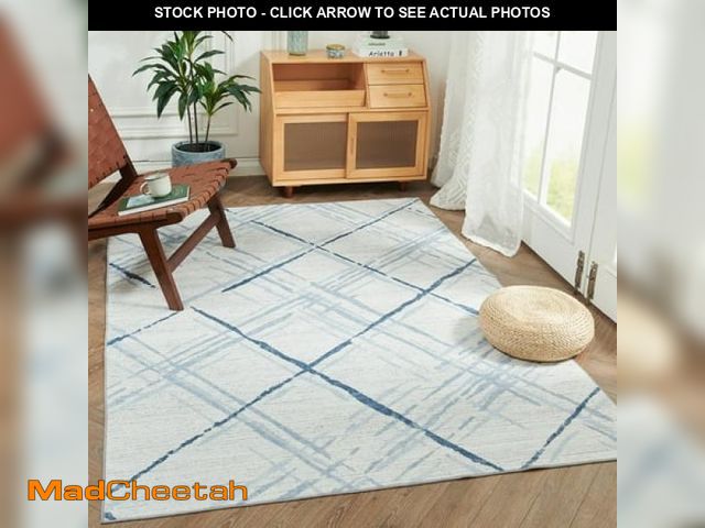 Lot 74-12107713 - RUGKING Area Rug 8X10 Rug Thin Blue Moroccan Rug Modern Geometric Accent Mat Contemporary Soft Indoo...