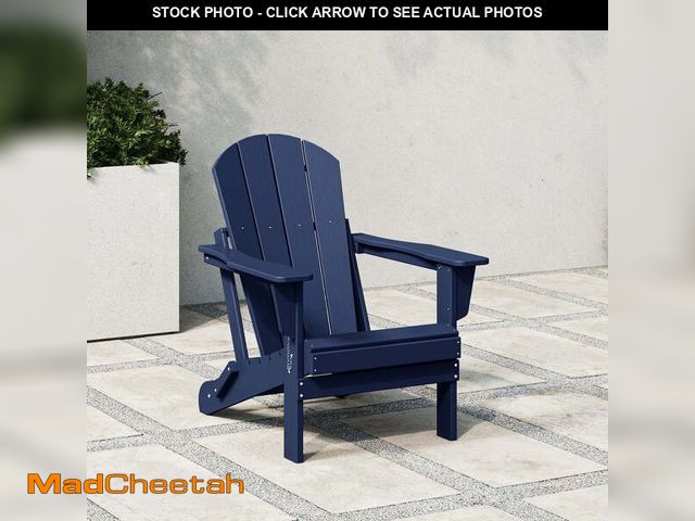 Lot 74-12781804 - Westintrends Outdoor Folding HDPE Adirondack Chair, Patio Seat, Weather Resistant, Navy Blue - UNUSE...