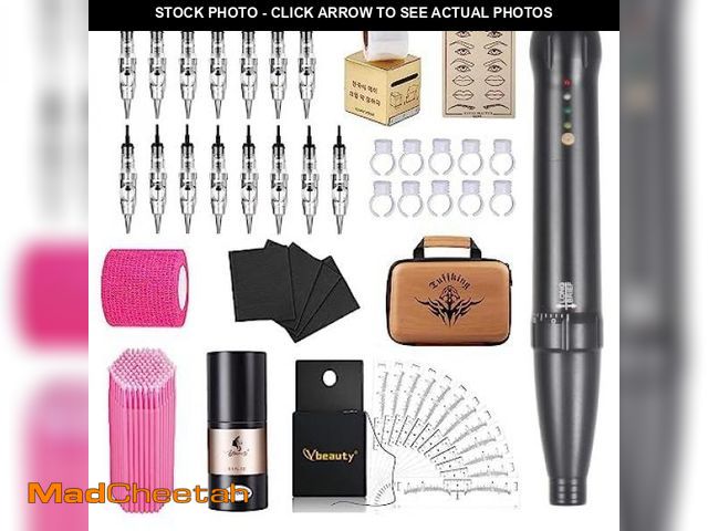 Lot 74-12119464 - Permanent Eyebrow Makeup Wired Tattoo Machine Kit Corded Tattoo Pen with 15pcs Mixed Cartridges Need...