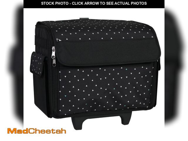 Lot 74-12527711 - Everything Mary Rolling Sewing Machine Storage and Transport Tote, Black &amp; White Triangles with ...