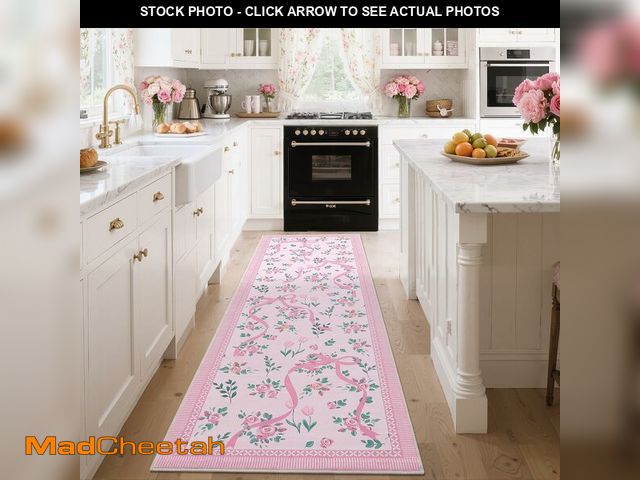 Lot 74-14048115 - GarveeHome Runners for Hallways Non Slip, 2.5x8 Kitchen Runner Rug Coquette Pink Rugs for Bedroom Gi...