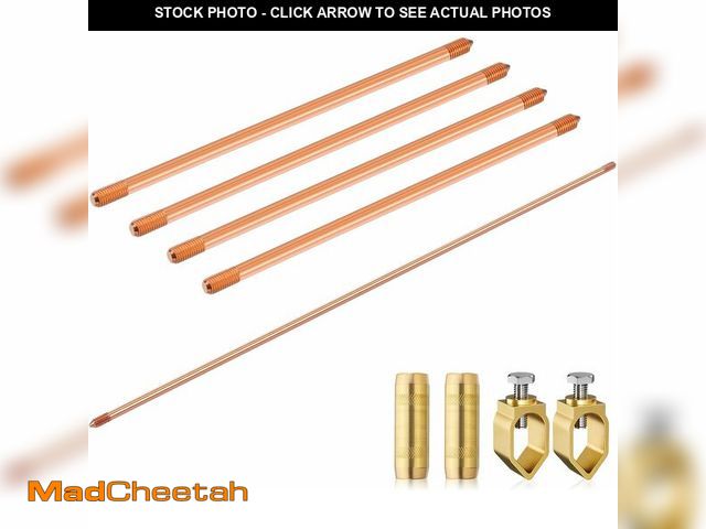 Lot 74-13927820 - Zonon 2 Pcs 8 ft Ground Rod Kit - 5/8 Inch Plated Clad Copper Grounding Rod with Clamps for Electric...