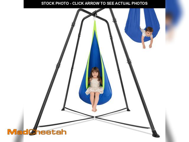 Lot 74-14311073 - Sensory Swing with Stand, 350lbs, Indoor/Outdoor Kids Pod Swing, Blue - UNUSED
