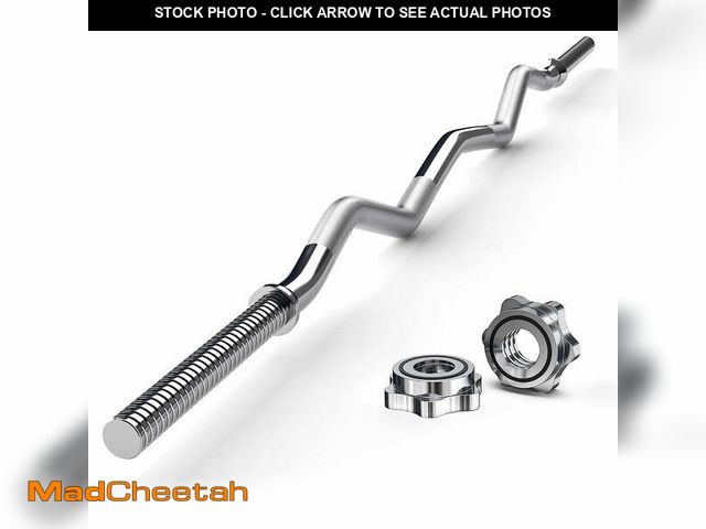 Lot 74-12767395 - FIXTECH 47'' Curl Bar with Collars for All Standard 1" Plates, 440-Pound Capacity, Silver - UNUSED