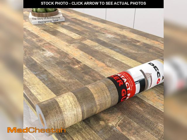 Lot 74-12524161 - Decotalk 30"x120" Wood Countertop Vinyl Wrap Contact Paper Waterproof Butcher Block Wood Contact Pap...