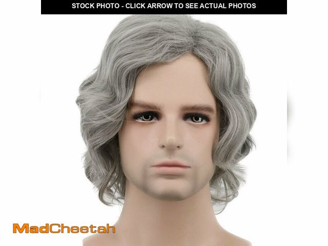 Lot 74-14210263 - karlery Men Short Bob Wave Gray Wig Halloween Cosplay Wig Anime Costume Party Wig - USED
