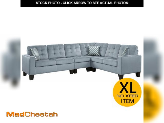 Lot 74-12566759 - Homelegance Lantana 84" x 107" Fabric Sectional Sofa, Gray - UNUSED