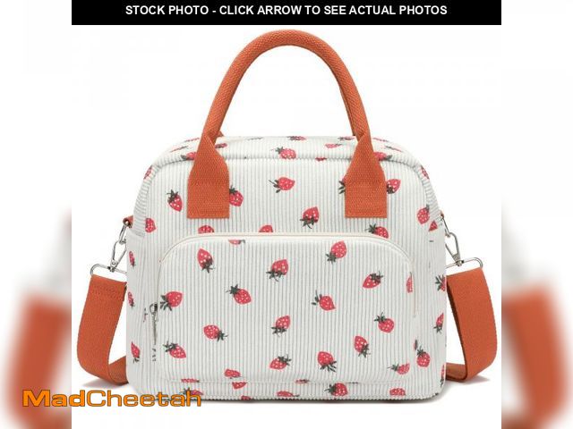 Lot 74-12312341 - RLGPBON Lunch Bag for Women Girls Lunch Box Large Insulated Tote Bag, Cute Strawberry Corduroy Reusa...