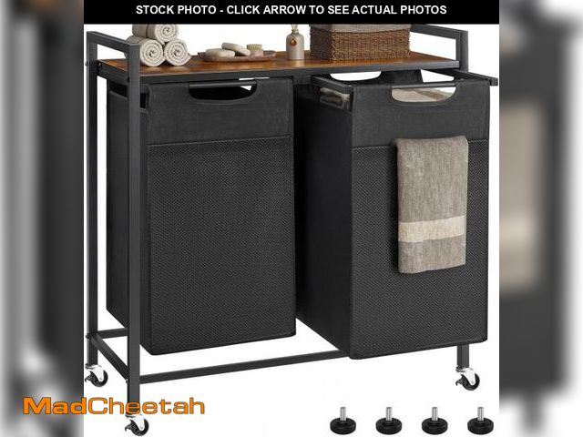 Lot 74-12137921 - OLIXIS Laundry Hamper, Laundry Sorter with Shelf, Clothes Basket Organizer with 2 Pull-Out and Remov...