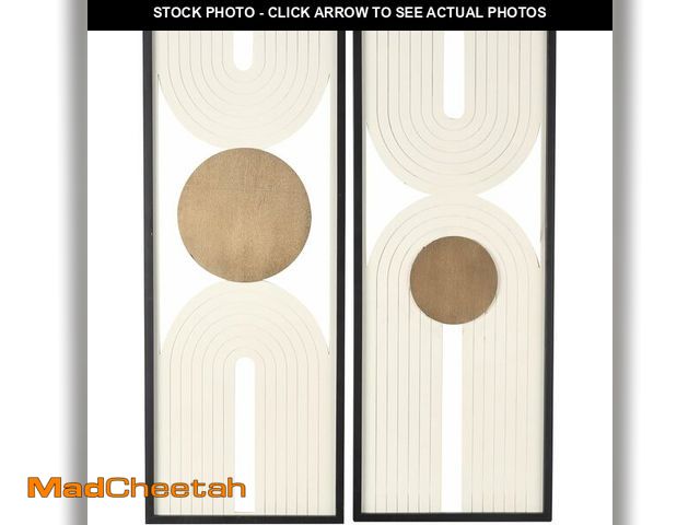 Lot 74-12632911 - Deco 79 Wooden Geometric Home Wall Decor Layered Arch Wall Sculpture with Gold Circle Accents, Set o...