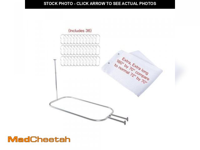 Lot 74-12365630 - Utopia Alley Utopia Alley Rustproof Wall Mounted 45.7x22in. Alu Hoop Shower Rod With Ceiling Support...
