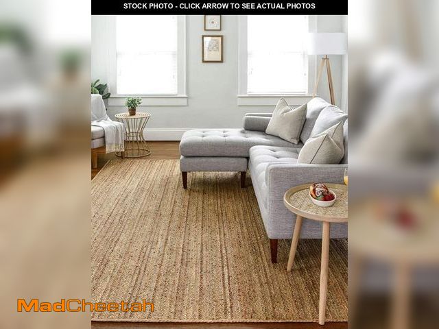 Lot 74-12525059 - FRELISH DECOR Handwoven Jute Area Rug - 6x9 Feet Natural Yarn - Rustic Vintage Beige Braided Reversi...