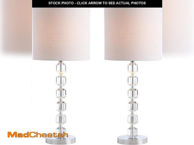 Lot 74-12098310 - JONATHAN Y JYL5053A-SET2 Set of 2 Table Lamps Cary 27.5" Modern Stacked Crystal/Metal LED Table Lamp...