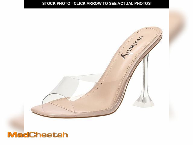 Lot 74-12707143 - vivianly Womens Clear Heels Sandals Transparent Peep Toe Mules Backless Stiletto High Heels Slip on ...
