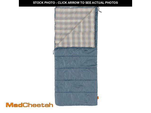 Lot 74-12858974 - Ozark Trail 50F Flannel Lined Rectangle Adult Sleeping Bag - Blue (75" x 33") - USED