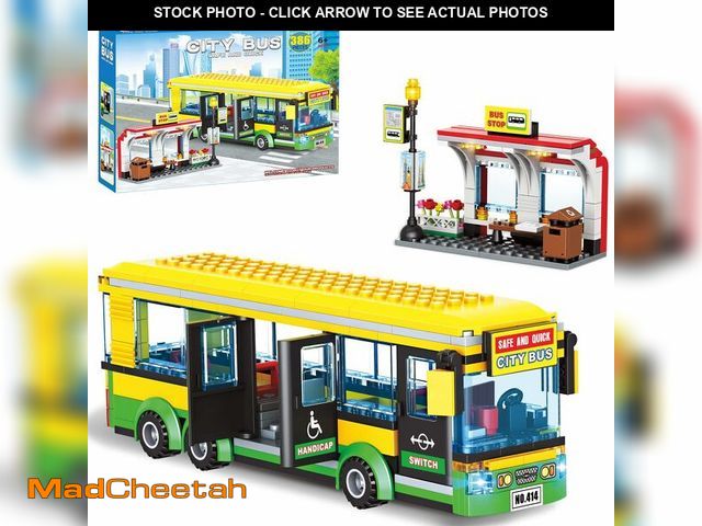 Lot 74-13713387 - City Town Bus Station Building Block Set - 386 Pieces, Educational Learning Creative STEM Bus Toy, I...