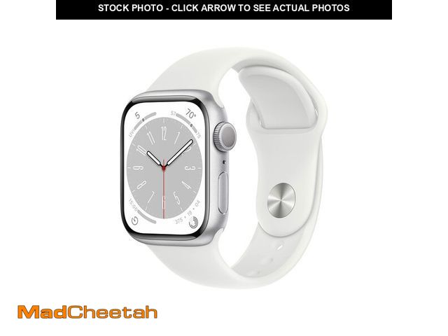 Lot 74-12550693 - Apple Watch Series 8 (41MM, GPS) - Silver Aluminum Case with White Sport Band (Renewed Premium) - UN...