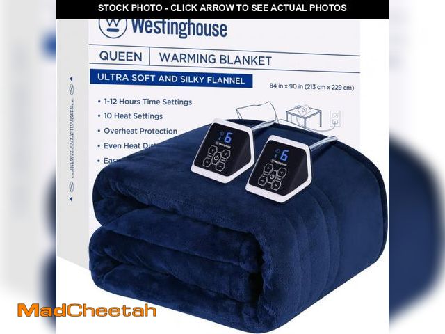 Lot 74-11910739 - Westinghouse Heated Queen Size Blanket - Electric With 10 Heating Levels, 1-12 Hours Auto Shut Off, ...