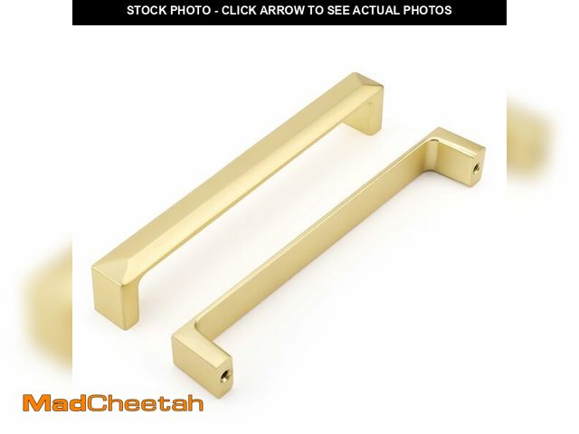 Lot 74-13569816 - Haidms 10 Pack Gold Cabinet Handles 6-5/16 Inch(160mm) Hole Center Soild Zinc Alloy Brushed Gold Cab...