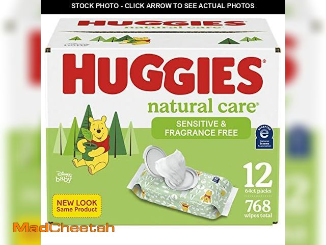 Lot 74-12761907 - Huggies Natural Care Sensitive Baby Wipes, Unscented, Hypoallergenic, 99% Purified Water, 12 Flip-To...