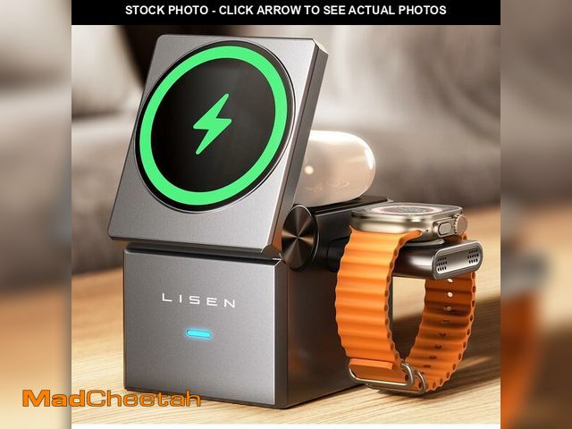 Lot 74-12702986 - LISEN 3 in 1 Charging Station for Apple, iPhone Charging Cube Station Wireless for Magsafe Charger S...