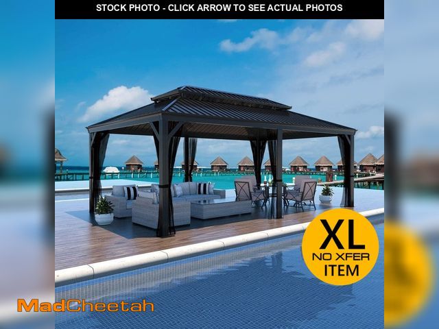 Lot 74-14291125 - VEIKOUS 20 ft. W x 14 ft. D Aluminum Hardtop Gazebo with Galvanized Double Roof and Textilene Nettin...