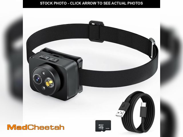 Lot 74-14148249 - Head-Mounted Camera, LED Headlamp, 1080P HD Action Camera, Wearable Video Recording, 64GB Internal S...