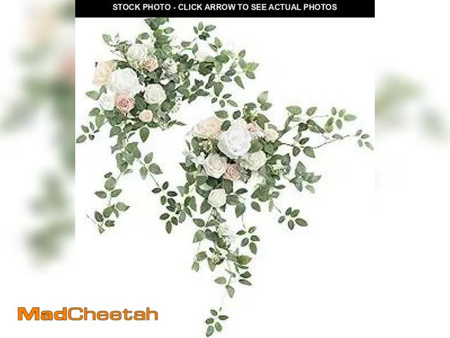 Lot 74-12125335 - Ling's moment 2PCS Artificial Floral Swags Arch Flowers Wedding Centerpieces Flower Rose Garland Man...