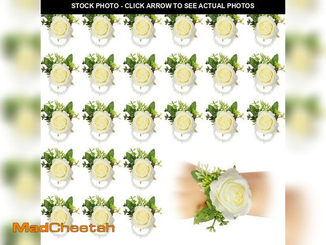 Lot 74-13954290 - Sherr 48 Pcs Wedding Rose Wrist Corsage Wristlet Band for Bridal Bridesmaid Women Flowers Bracelets ...